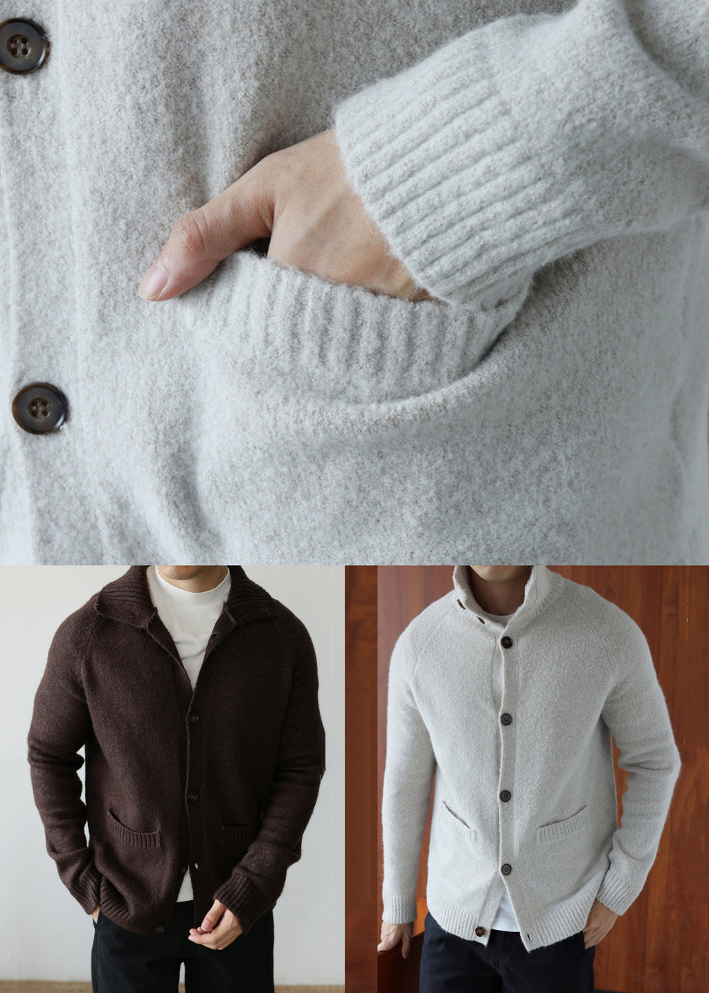 Coffee Pockets Cozy Cotton Knit Cardigan Peter Pan Collar