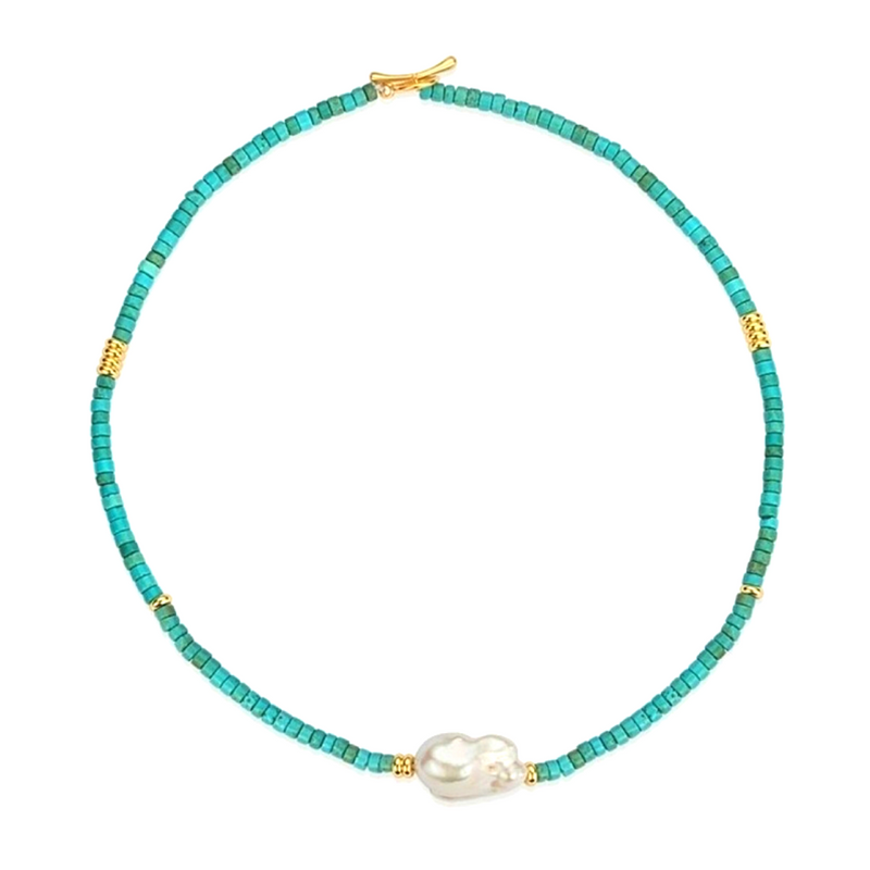 Turquoise Baroque Pearl Necklace