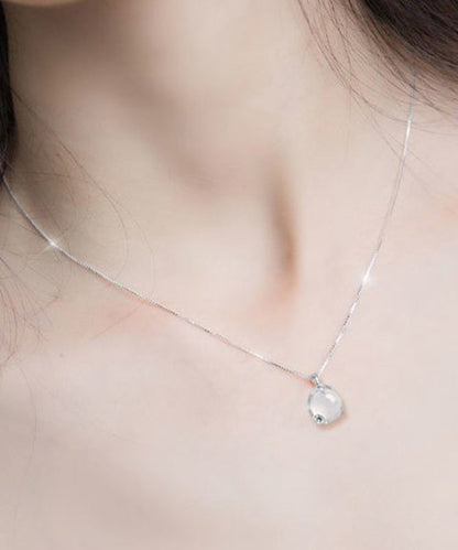 Diy White Silver Silver Chalcedony Plum Blossom Pendant Necklace Po011