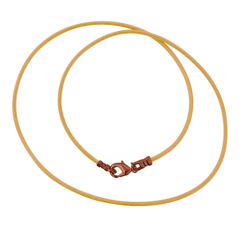 Antique Copper 1.8mm Fine Natural Light Tan Leather Cord Necklace