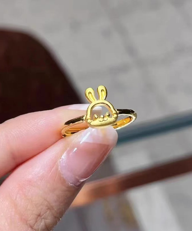 Gold Sterling Silver Overgild Little Rabbit Rings Gh1043
