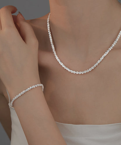Fine Silk Sterling Silver Broken Silver Gypsophila Necklace Et001
