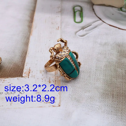 Marble Green Beetle and Ring Set