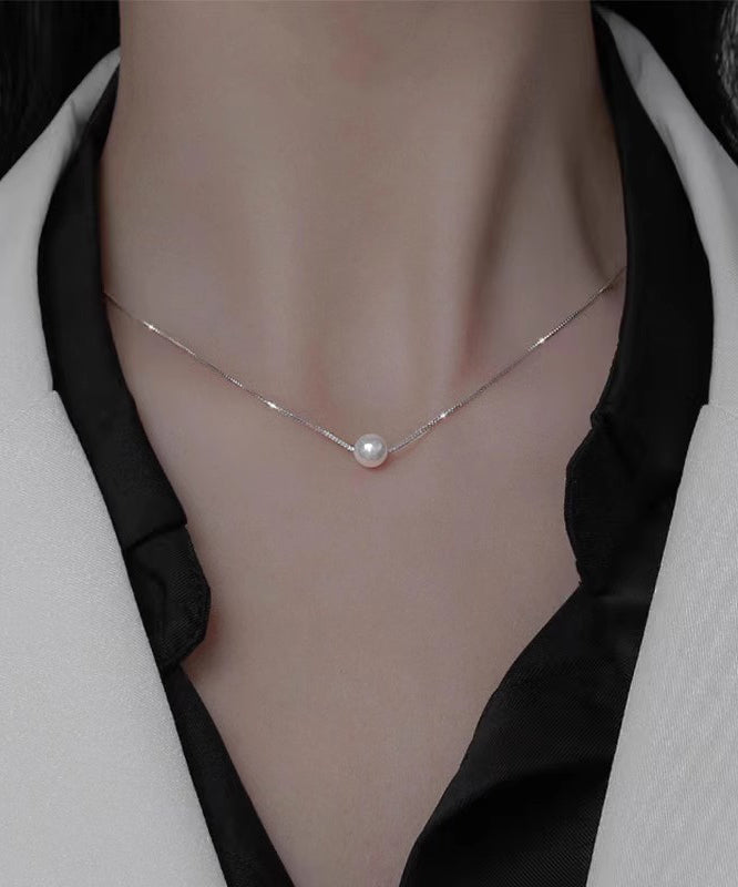 Modern Gold Sterling Silver Overgild Pearl Necklace Po069