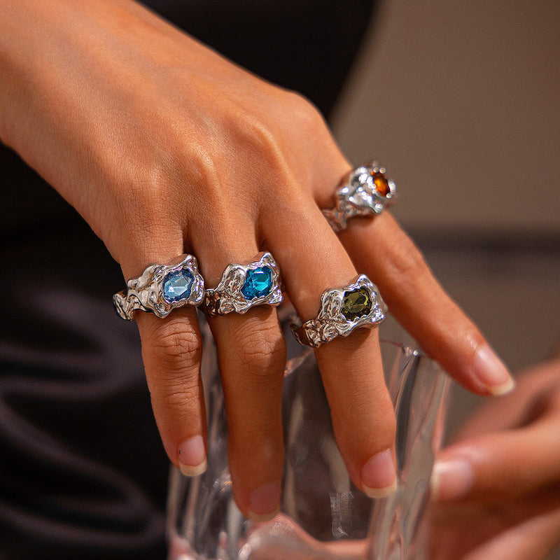Elizaveta Geometric Pleated Ring Set