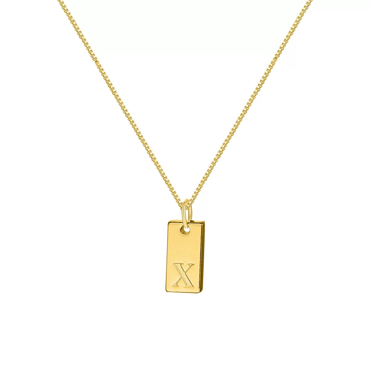 Initial Pendant Box Chain Necklace