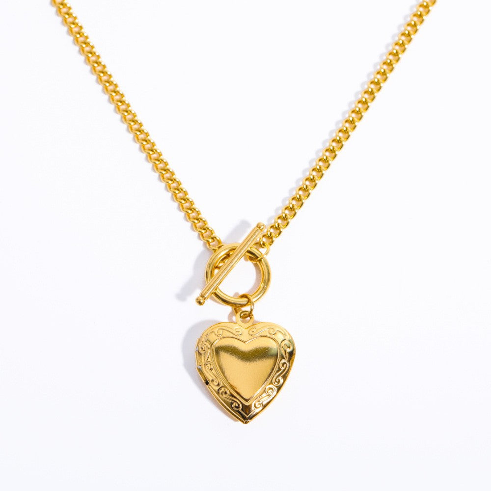 Zircon Heart Locket Necklace