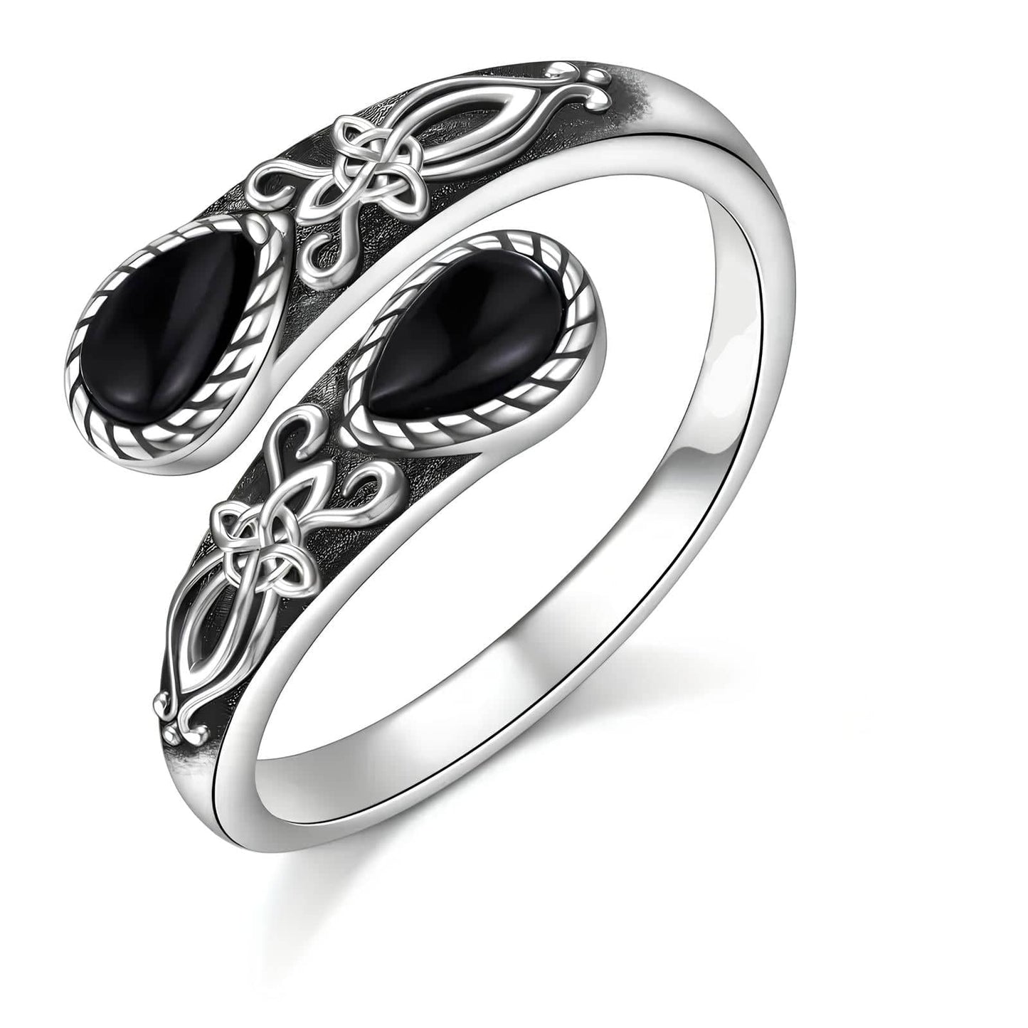 Obsidian Witch's Knot Protection Ring