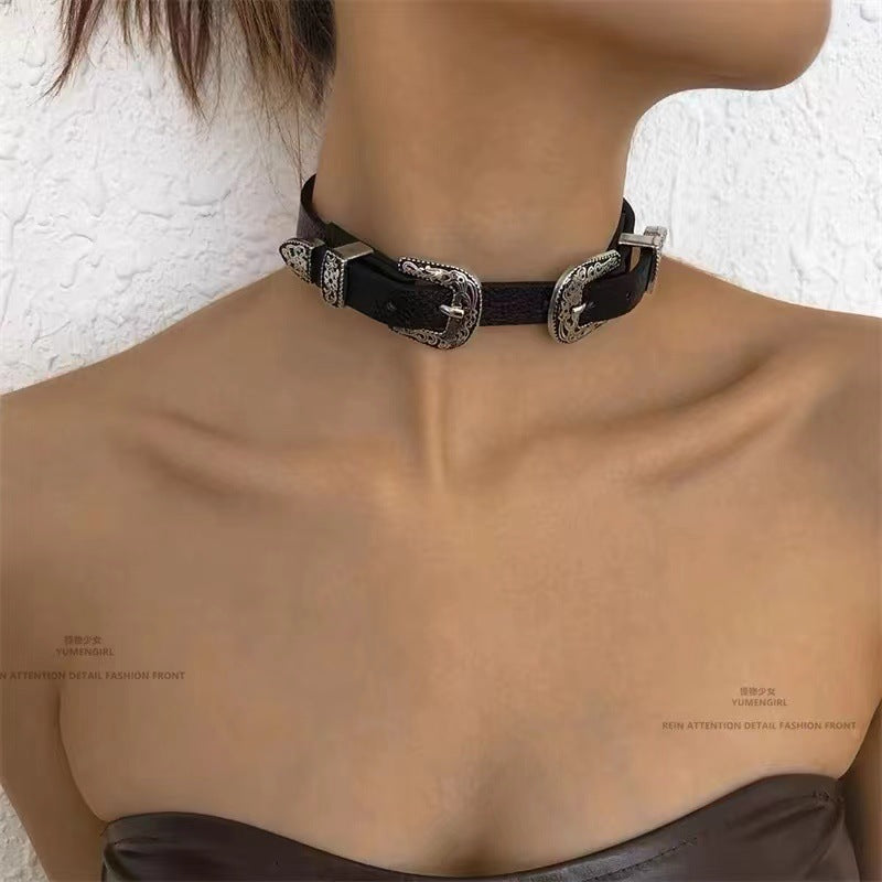 Metal Leather Y2k Punk Cool Gender-neutral Choker Necklace