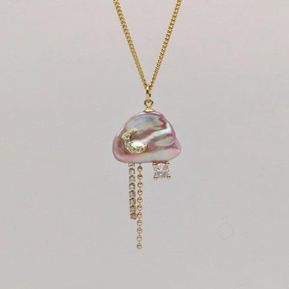 Alizae Pearl Moon Star Necklace