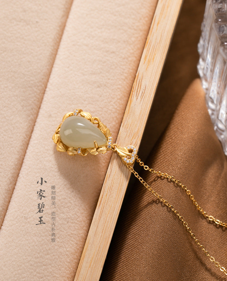 Jade Teardrop Pendant Necklace