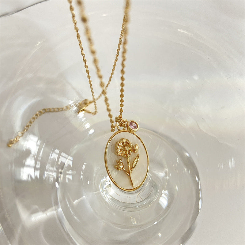 Anslee Mother-of-pearl Birth Flower Necklace