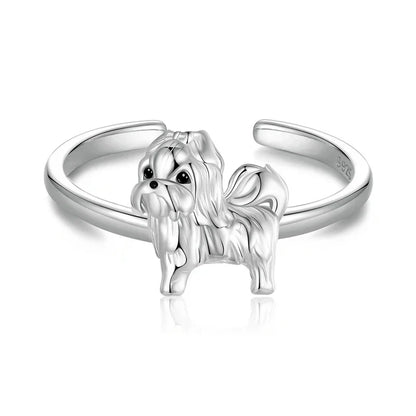 Sterling Silver Shih Tzu Ring