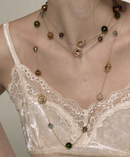 Unique Gold Metal Alloy Pearl Gypsophila Gratuated Bead Necklace Yr007