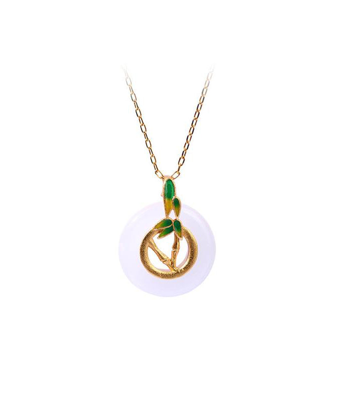 Unique White Hotan Jade Antique Safety Clasp Bone Chain Female Necklaces Kx1064
