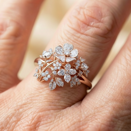 A Bright Crystal Blossom Ring