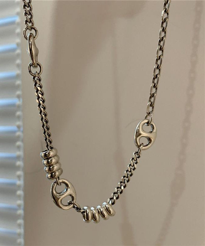 Gold Stainless Steel Chain Linked Patchwork Pendant Necklace Po005