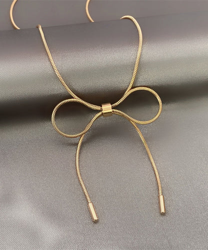 Gold Sterling Silver Overgild Bow Princess Necklace Gh1012