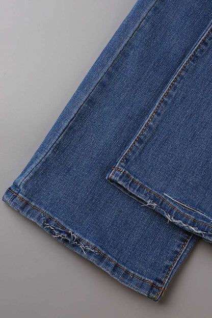 Street Patchwork Ripped Straight Denim Jeans(4 Colors)