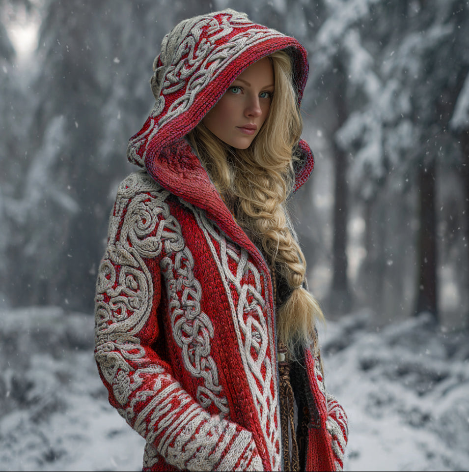 Viking Style Women's Thick Sweater Coat artswardrobe