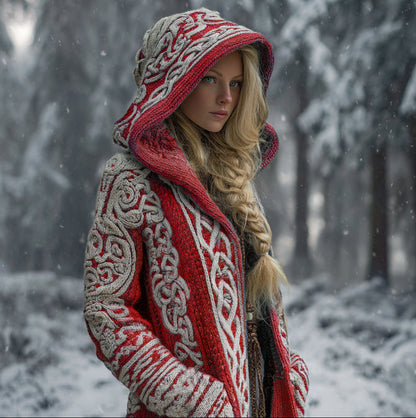 Viking Style Women's Thick Sweater Coat artswardrobe