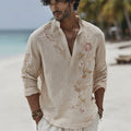 Men's Retro Floral Embroidered Casual Shirt elevenforest