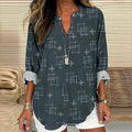 Japanese Art Print V-Neck Loose Blouse elevenforest