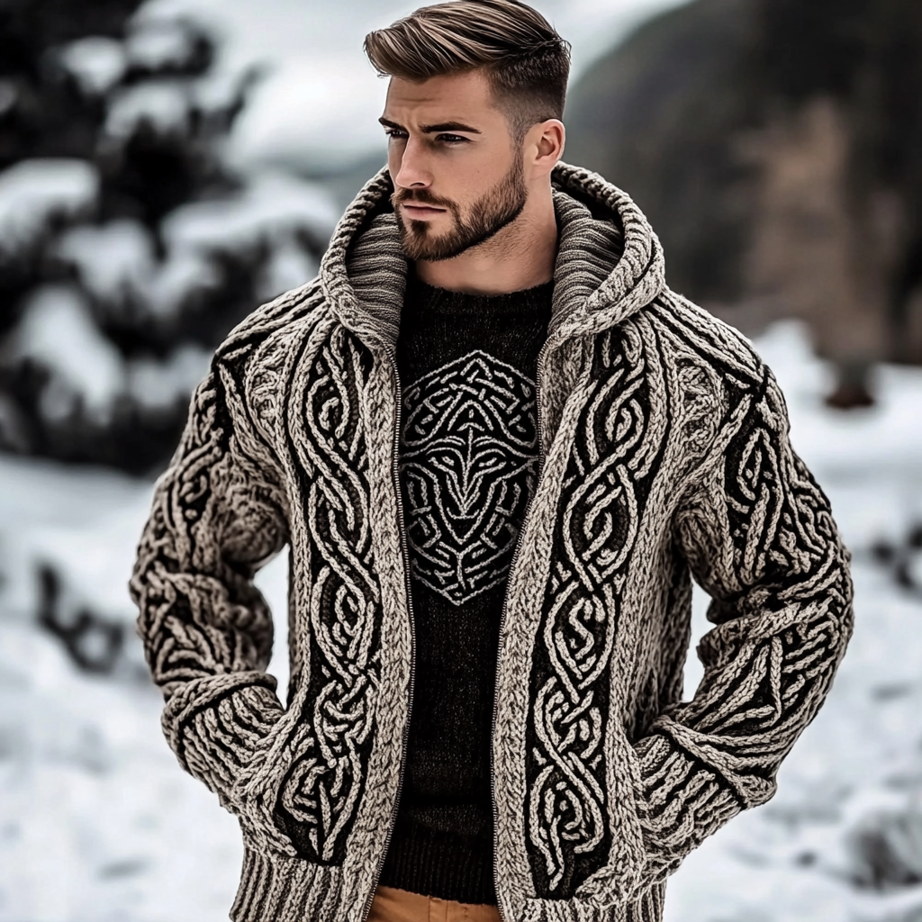 Men's Viking Kyle Style Extra Thick Hooded Zip-up Sweater elevenforest