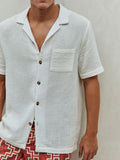 Men's Japanese Art Loose Linen Short Sleeve Shirt elevenforest