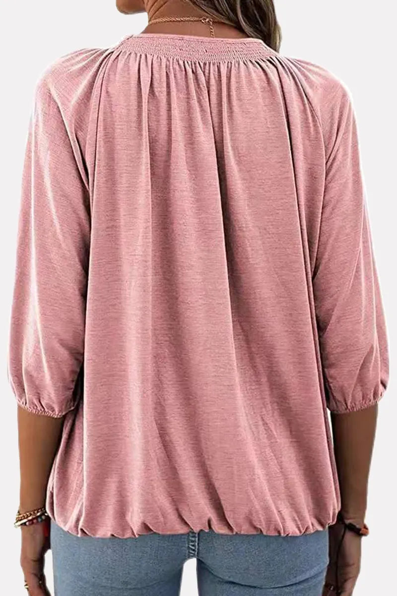 Split Joint Fold O Neck T-shirts