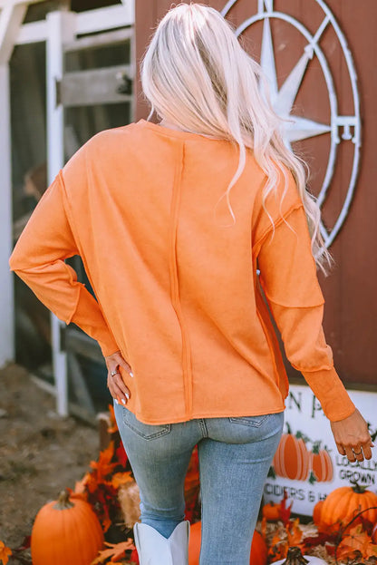 Cool Orange Pumpkin Patchwork Sweatshirt