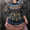 Vintage Icelandic Geometric Crew Neck Long Sleeve Knitted Sweater elevenforest