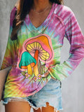 Women's Hippie Art Painting Vintage Print V-Neck Long Sleeve