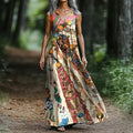 Women's Funny Art Print V-neck Tank Midi Dress elevenforest