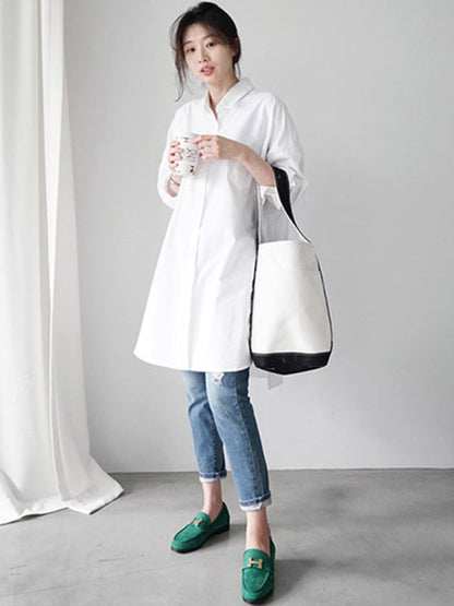 Urban Loose Color Striped Lapel Blouse Top