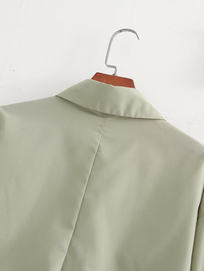 Niche Design Pinch Pleated Cardigan Blouse