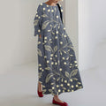 Floral Embroidery Print Long Sleeve Casual Midi Dress elevenforest