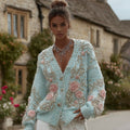 Women's Vintage Rose Pearl Embroidery Knitted Sweater Cardigan