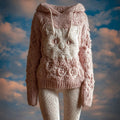 Cute Cat Face Embroidered Cozy Hooded Sweater