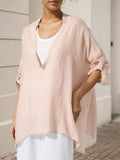 Women's Casual Cotton And Linen Shirt