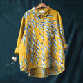 Comstylish Fish Art Print Long Sleeve Casual Shirt