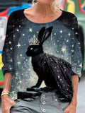Comstylish Crown Bunny Women's Loose Shirt