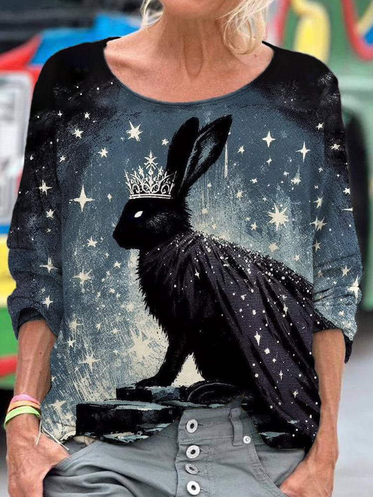 Comstylish Crown Bunny Women's Loose Shirt