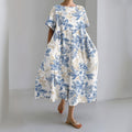 Comstylish Women's Casual Japanese Floral Art Print Dress
