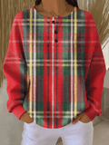 Women'S Casual Contrast Plaid Top 
