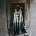 Women's Vintage Viking Tie-dye Print Cotton And Linen Dress elevenforest
