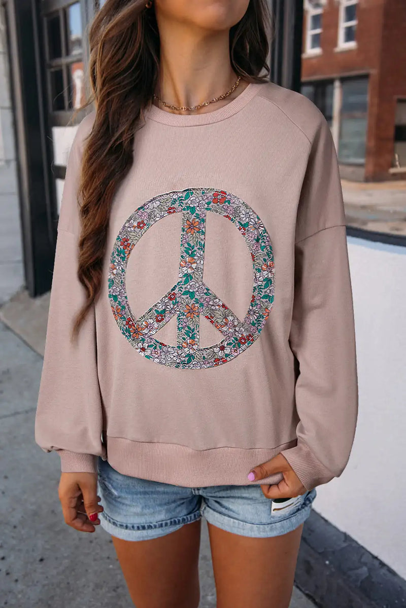 Peace Symbol Sweatshirt in Goat Color