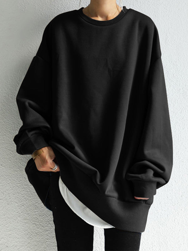 Loose Color Round-neck Sweatshirt Top