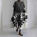 Vintage Dot Tribal Print Women's Linen Dress elevenforest