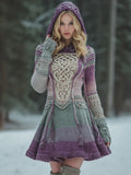 Women's Vintage Celtic Knot Ombre Hooded Sweater Dress elevenforest